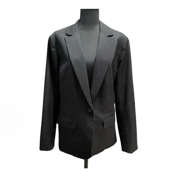 Liz Claiborne Blazer Women’s Fit Black Pockets Single Button Satin Lining Sz 16W - Picture 4 of 5